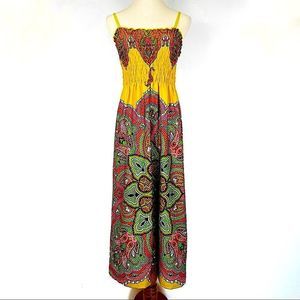 ISABELLA RODRIGUEZ Yellow Paisley Boho Print Maxi Dress
